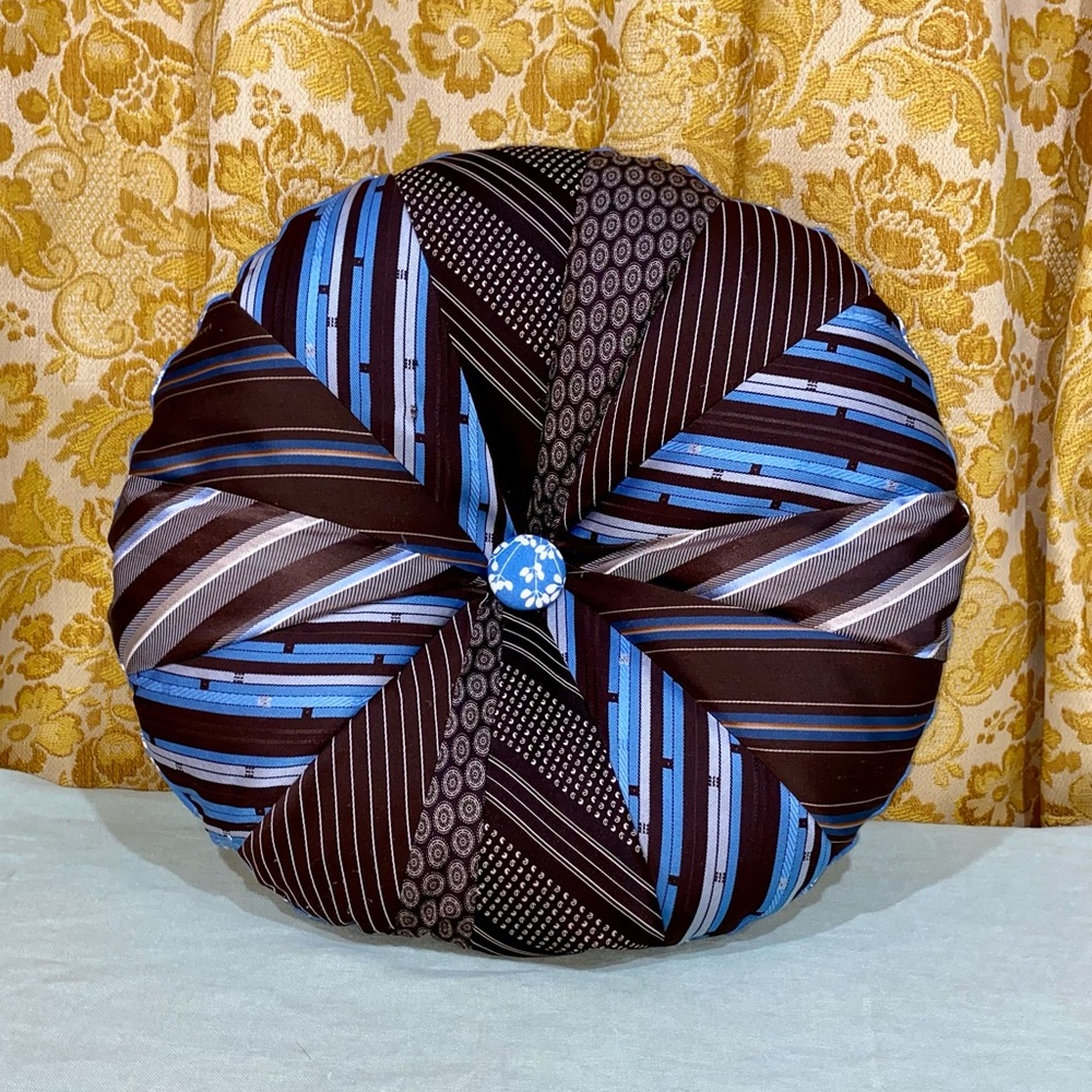 Handmade Necktie Throw Pillow made with 99.99% Vintage and Second Hand Materials